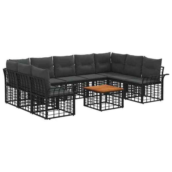 Udendørs sofa sæt - EKSKLUSIV HUS - 10 stk - Modulerbar - Poly rattan - Stålramme Svart och mörkgrå