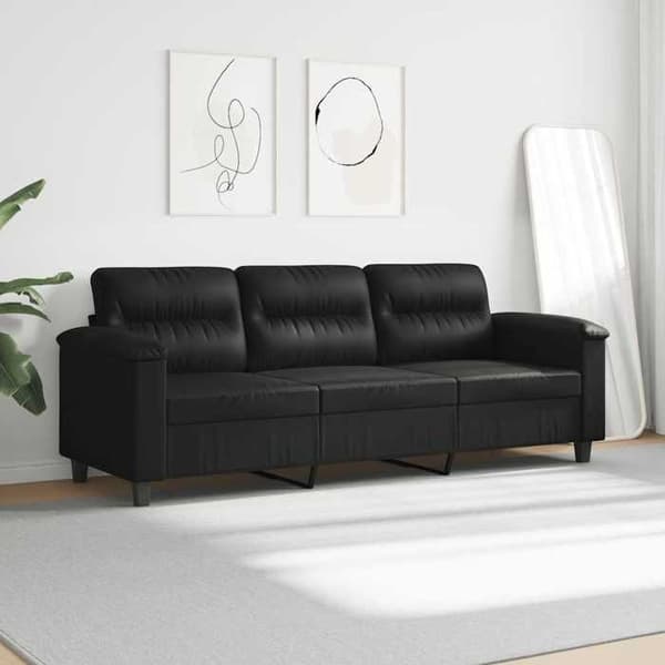 Maison Exclusive - Soffa 3-sits Svart 180 cm Mikrofiber Svart