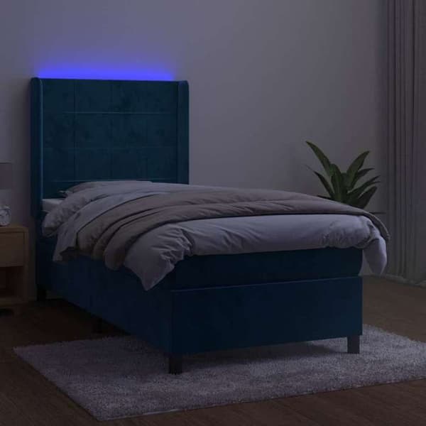 Maison Exclusive - Sängslatsmadrass LED Mörkblå 90x190cm Sammet