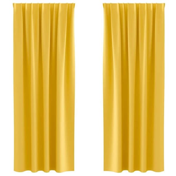 Maison Exclusive - Mörkläggande gardiner med ringar 2 st Senapsgul Polyester