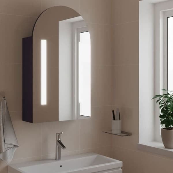 Maison Exclusive - Peilikaappi LED-valolla, kaareva harmaa 42x13x70 cm Grå