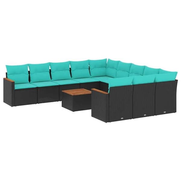 Havemøbel sæt - MAISON EXCLUSIVE - 12 dele - Sort - PE Rattan - Modulerbart Svart (kuddar)
