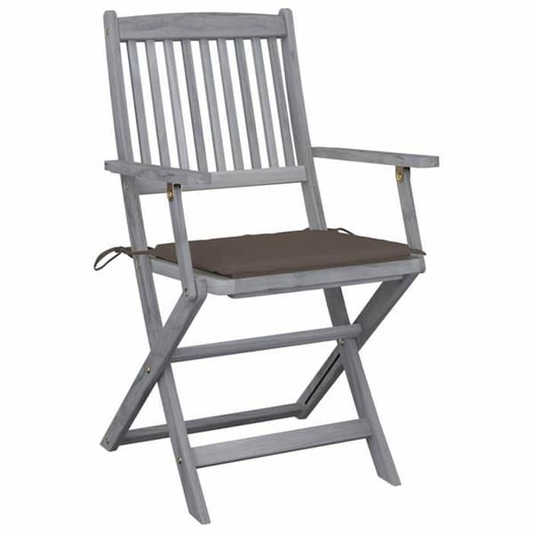 Maison Exclusive - Fällbara stolar (set om 2) med kuddar, i massiv akaciaträ Tvättad grå