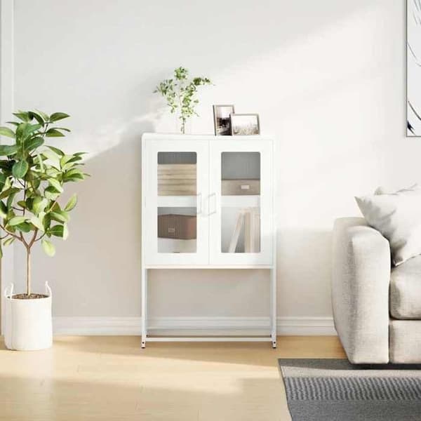 Maison Exclusive - Hvidt buffet 68x39x107 cm stål Vit