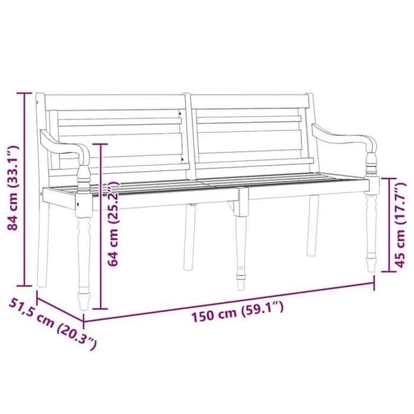 Maison Exclusive - Batavia-penkki 150 cm tiikkipuusta