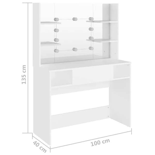 Maison Exclusive - Makeupbord med LED-belysning 100x40x135 cm MDF Hvid Vit