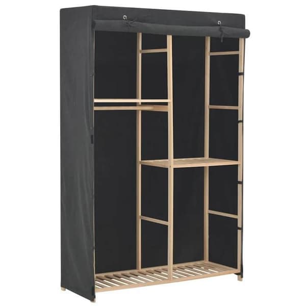 Vaatekaappi - 3 tasoa - Harmaa - Puukehys - 110 x 40 x 170 cm Grå