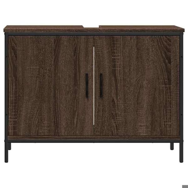 Maison Exclusive - Badeværelsesskab med vask i brunt egetræ 80x30x60 cm