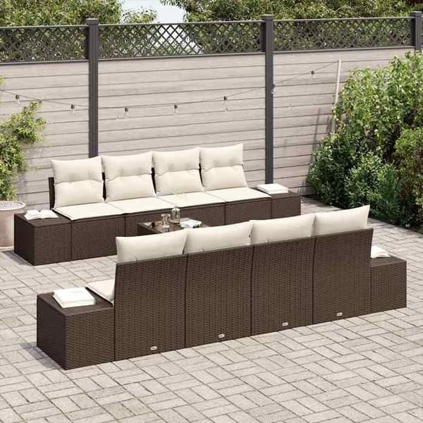 Maison Exclusive - 8 stk. have-sofa sæt i brun og creme polyrotin