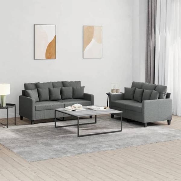 Maison Exclusive - Sæt af 2 sofaer med puder Mørkegrå Stof