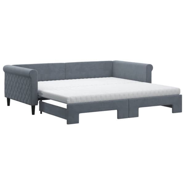 Maison Exclusive - Päivävuode ja vuodevaatteet, tummanharmaa patja 100x200 cm samettia