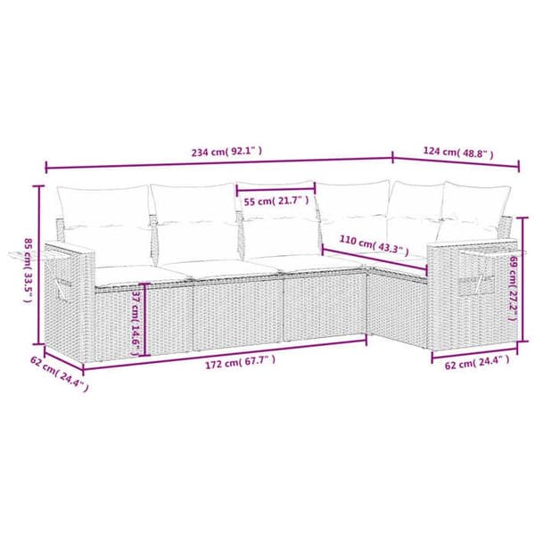 Maison Exclusive - Patio Sohvaryhmä 5 paikkaa Harmaa grå