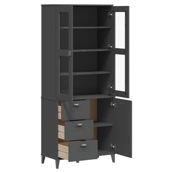 Maison Exclusive - Buffet VIKEN tummanharmaa 80x40x190 cm massiivipuusta, mänty