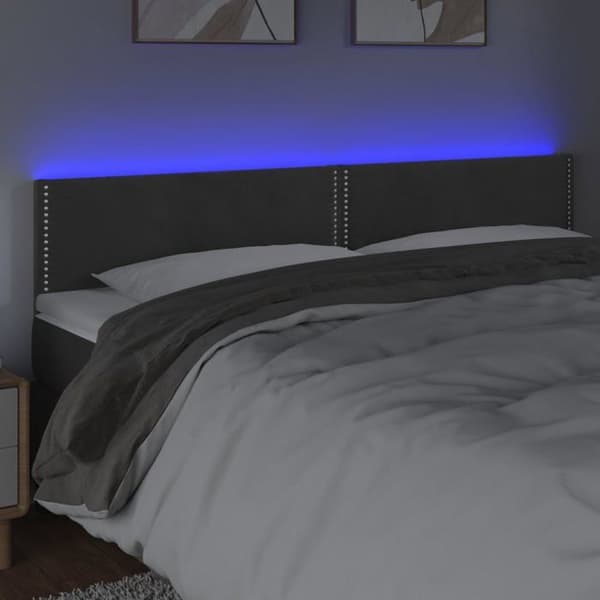 Maison Exclusive - LED Hovedgærde Mørkegrå 160x5x78/88 cm Velour Mörkgrå