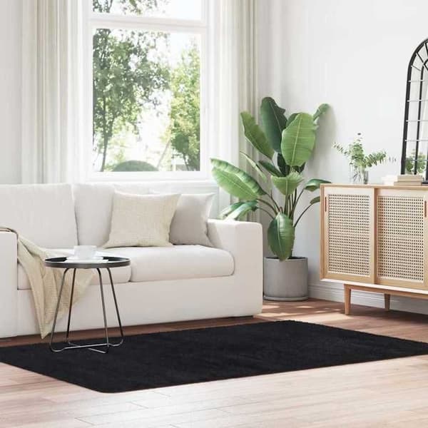 Tæppe Shaggy - MAISON EXCLUSIVE - NAVARRA - 130x200 cm - Sort - Antiskrid polyester svart