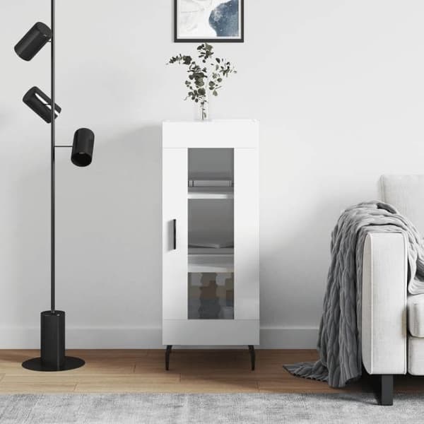Maison Exclusive - Buffé Vit glänsande 34,5x34x90 cm Ingenjörsträ