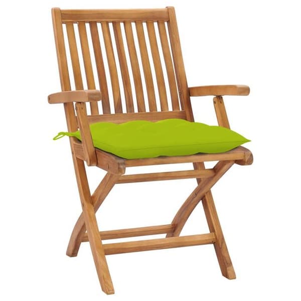Maison Exclusive - Fällstolar (set om 2) med ljusgröna kuddar, i massiv teak.