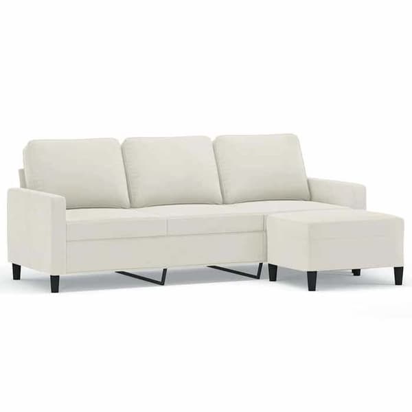 Maison Exclusive - 3-sitssoffa med fotpall Creme 180 cm Sammet