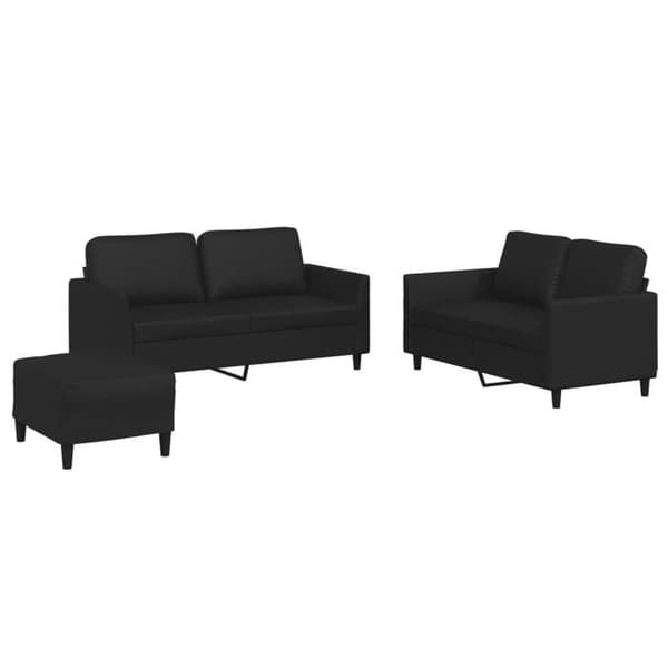 Maison Exclusive - Sæt af 3 sofaer med puder i sort kunstlæder