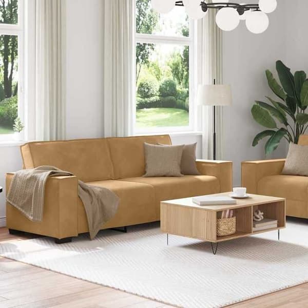 Maison Exclusive - 2-delars soffgrupp med bruna sammetskuddar