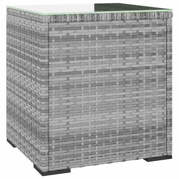Sidebord - Eksklusiv Hus - Grå - Vævet Harpiks (poly rattan) - Tempereret glasplade grå