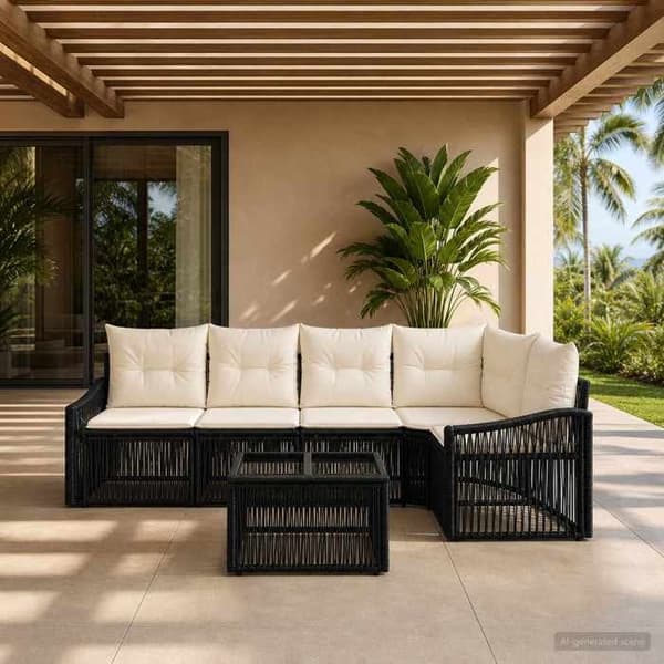 Maison Exclusive - 6-delt have-sofa sæt i sort polyrotin