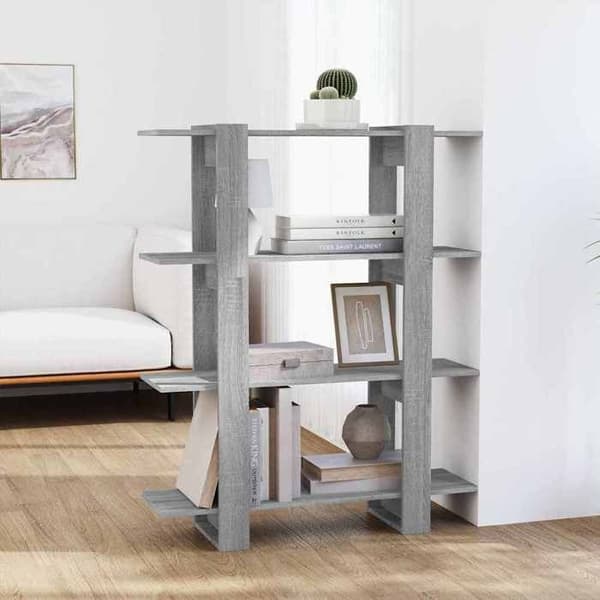 Maison Exclusive - Bibliotek/Rumseparator Sonoma grå 100x30x123,5 cm