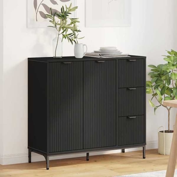 Buffet - EKSKLUSIVT HUS - 89,5 x 33 x 82 cm - Sort - Ingeniørtræ - Vægmontering mod væltning Svart