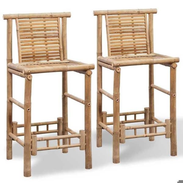 Maison Exclusive - Barstole sæt af 2 bambus Äkta bambufärg