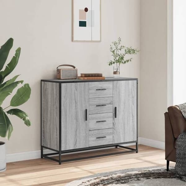 Maison Exclusive - Buffet sonoma grå 92x35x76 cm ingeniørtræ