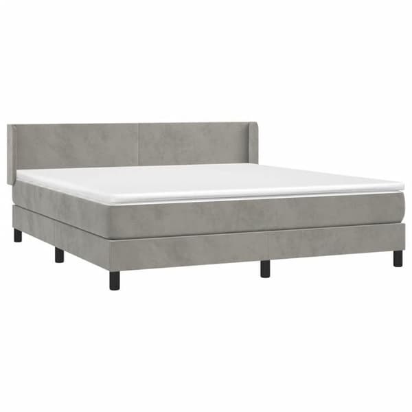 Maison Exclusive - Seng solid bund med socker og madras Grå 160x200cm Velour