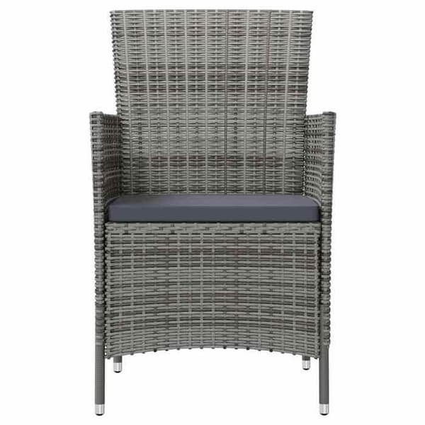 Maison Exclusive - Trädgårdsstolar med kuddar, set om 4, flätad resin, grå