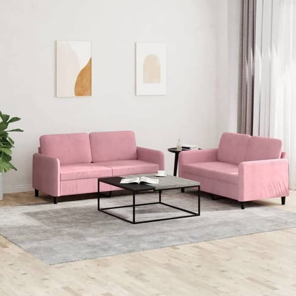 Maison Exclusive - Set med 2 soffor i rosa sammet