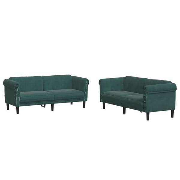 Maison Exclusive - Sæt af 2 sofaer i mørkegrøn velour