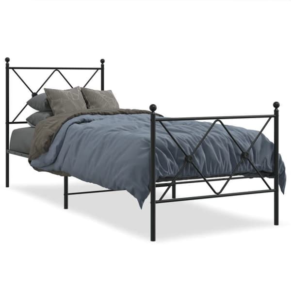 Sengestel - EKSKLUSIV HUS - 75 x 190 cm - Sort - Stål - Inkluderer lameller, opbevaring under seng Svart