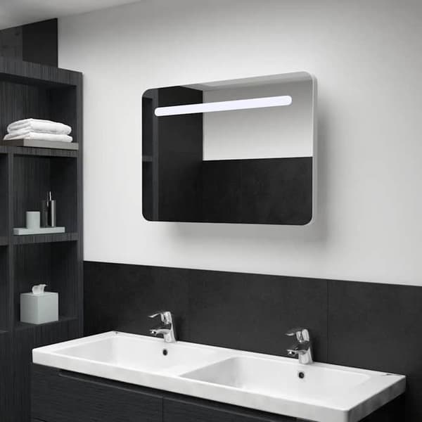 Maison Exclusive - LED-peilikaappi 80x9,5x55 cm Vitt och silver
