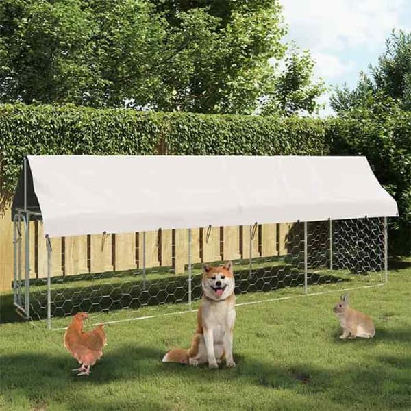 Maison Exclusive - Ulkoilma koirankoppi katolla 400x100x150 cm Silver