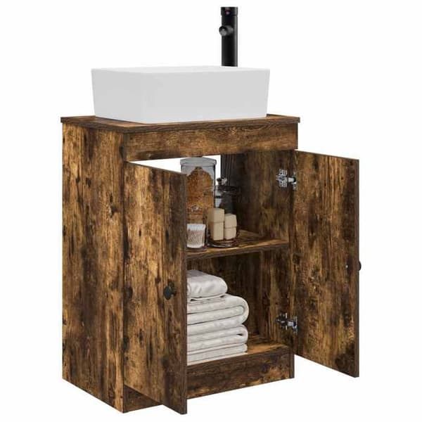 Maison Exclusive - Badeværelsesmøbel med vask Røget eg 54 x 35 x 83 cm