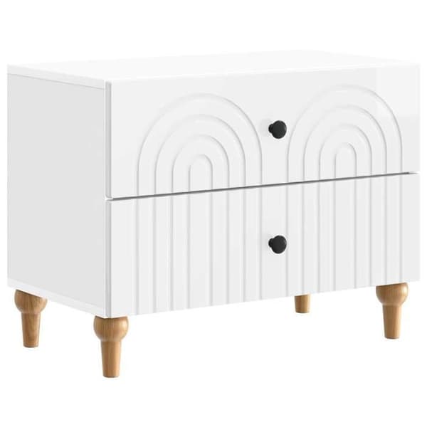 Exklusiv möbel - Sängbord med låda Vit glansig 62 x 34,5 x 48 cm