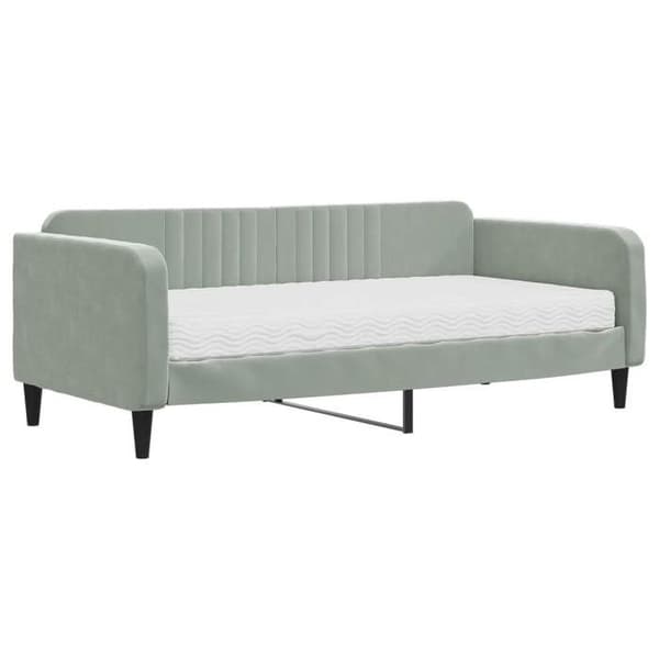 Maison Exclusive - Dagbädd med ljusgrå madrass 90x190 cm sammet Ljusgrått