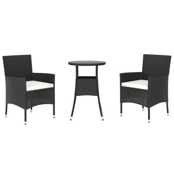 Maison Exclusive - Havebistro sæt 3 dele med sorte puder i poly rattan