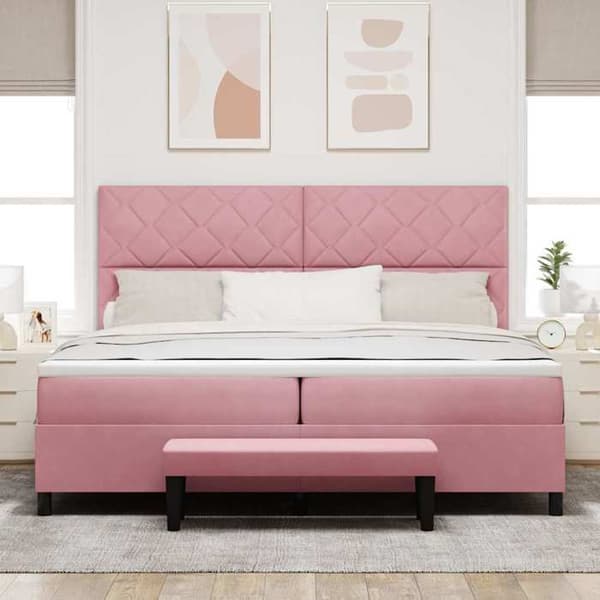 Maison Exclusive - Jousipatja ruusupäällysteellä 200 x 200 cm Sametti Ros