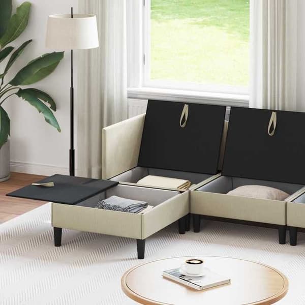 Maison Exclusive - Sæt af møbler til stuen 5 pc Sand Stof