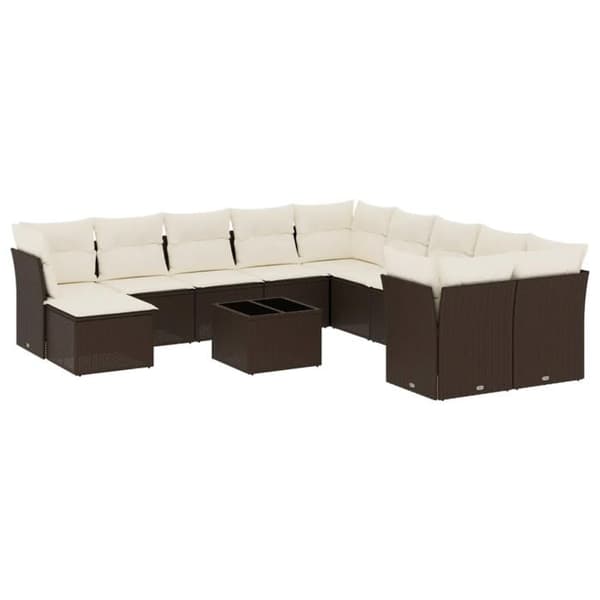 Maison Exclusive - Trädgårdsmöbler med kuddar 12 delar brun flätad resin