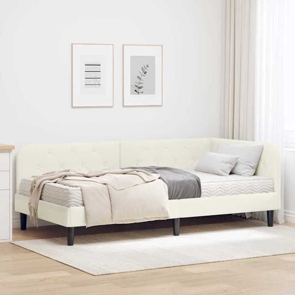 Maison Exclusive - Hörnsängram Creme 100 x 200 cm Sammet Grädde