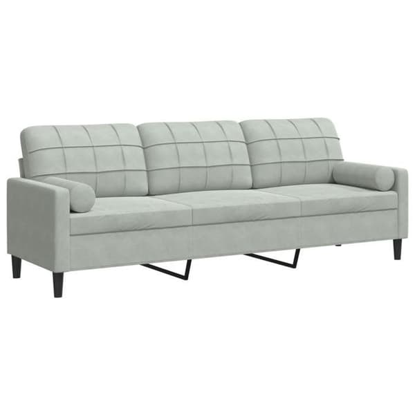 Maison Exclusive - Soffa 3 platser med ljusgrå kuddar 210 cm sammet