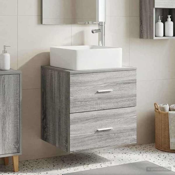 Maison Exclusive - Väggmonterad handfat Vanity Sonoma grå 53 x 34,5 x 63 cm Sonoma grå