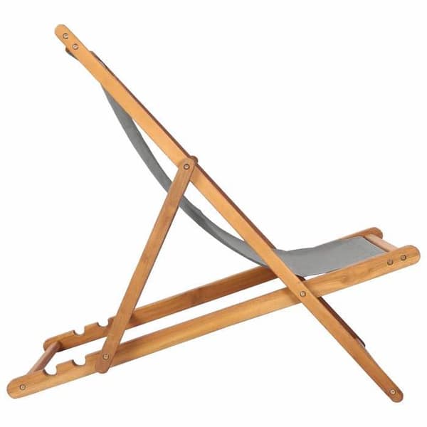 Havestol - EKSKLUSIVT HUS - Standardmodel - Massiv teak - Ryg 3 positioner - Sammenklappelig, polyester Ljusgrått