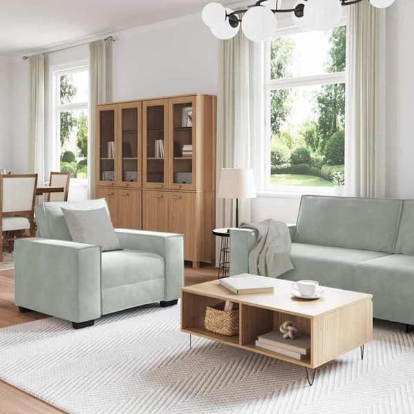 Maison Exclusive - Soffa 3 delar Ljusgrå Sammet Ljusgrått