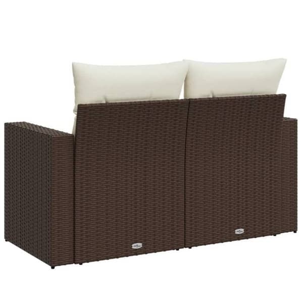 Maison Exclusive - Trädgårdssoffa med kuddar 2 platser brun flätad resin